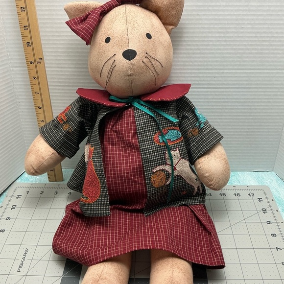 Adorable Cat Plush with Red Bow - Picture 3 of 9